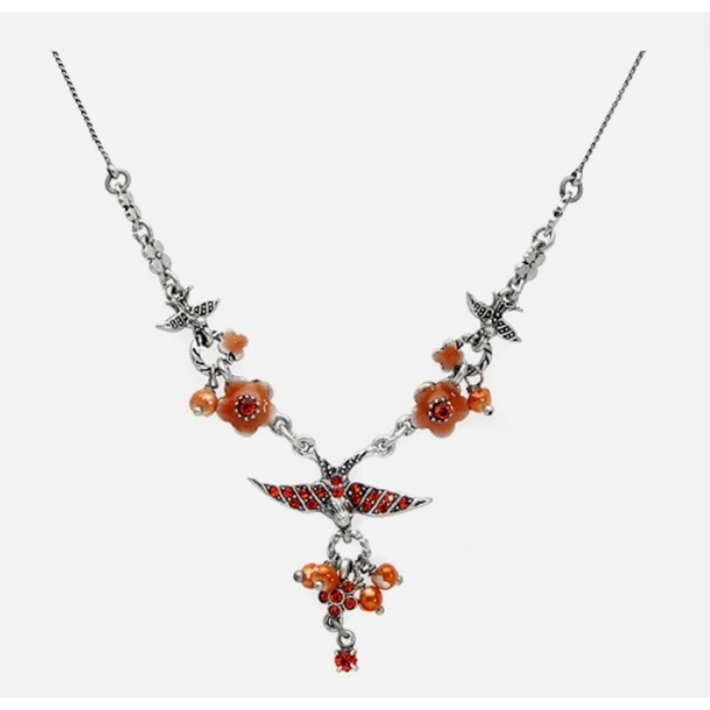 Pilgrim Danish Design Swallow Bird Flower Necklace and Bracelet